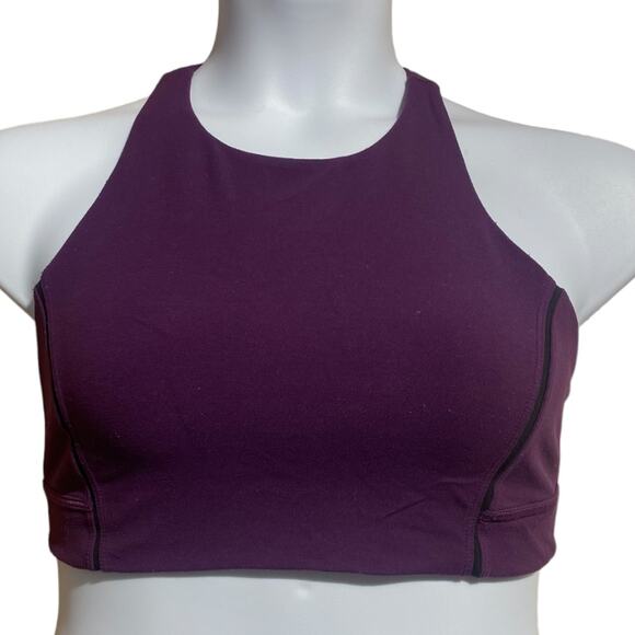 LULULEMON Simply Bare Bra Darkest Magenta (purple) / Black - Size Small / 8 - Picture 1 of 11